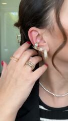 Özel Seri Zirkon Taşlı Kalın Halka Küpe 2cm