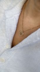 Çelik Zirkon Taşlı Kalp Kolye