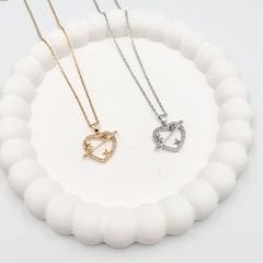 Çelik Zirkon Taşlı Kalp Kolye