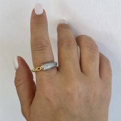 Özel Seri Zirkon Taşlı Zincirli Yüzük (ayarlı)