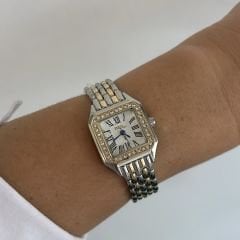 Zirkon Taşlı Köşeli Saat Gümüş-Gold