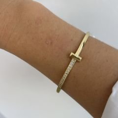 Özel Sei Taşlı Tiff Kelepçe 17cm Gold