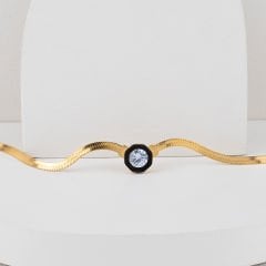 Çelik Zirkon Taşlı İtalyan Kolye 45cm