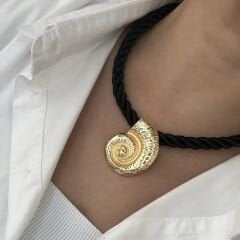 Burgu İp Kordonlu Deniz Kabuğu Kolye 50cm