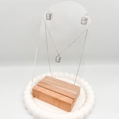 Özel Seri Zirkon Baget Taşlı Kolye Küpe Set 45cm