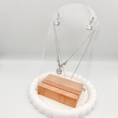 Özel Seri Zirkon Baget Taşlı Kolye Küpe Set 45cm