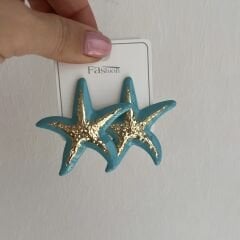 Özel Seri Mavi Deniz Yıldızı Küpe 5 cm