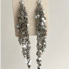 Özel Seri Gümüş Yıldızlı Küpe 12 cm