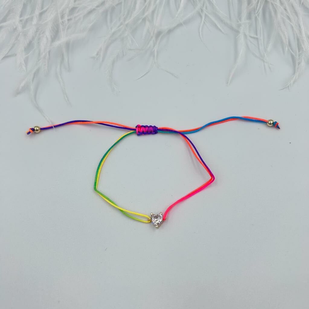 Neon İpli Kalp Taşlı halhal