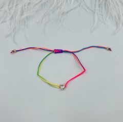 Neon İpli Kalp Taşlı halhal