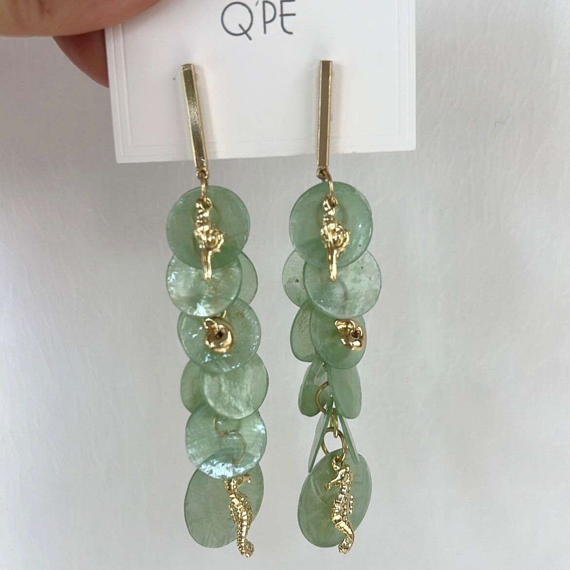 Özel Seri Yeşil Sedefli Küpe 9 cm