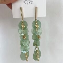 Özel Seri Yeşil Sedefli Küpe 9 cm