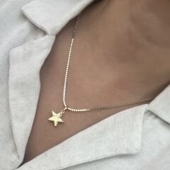 Vip Seri 14k Gold Ezme Zincirli Yıldız Kolye 45 cm