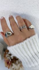 Özel Seri Kalpli Love Serçe parmak Yüzük (Ayarlı)