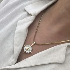 Çelik Pusula İtalyan Kolye 46 cm