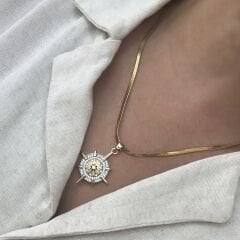 Çelik Pusula İtalyan Kolye 46 cm