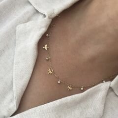 Çelik Taşlı Yusufçuk Kolye 50 cm