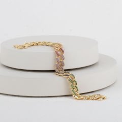 Özel Zirkon Taşlı Zincir Bileklik 18cm