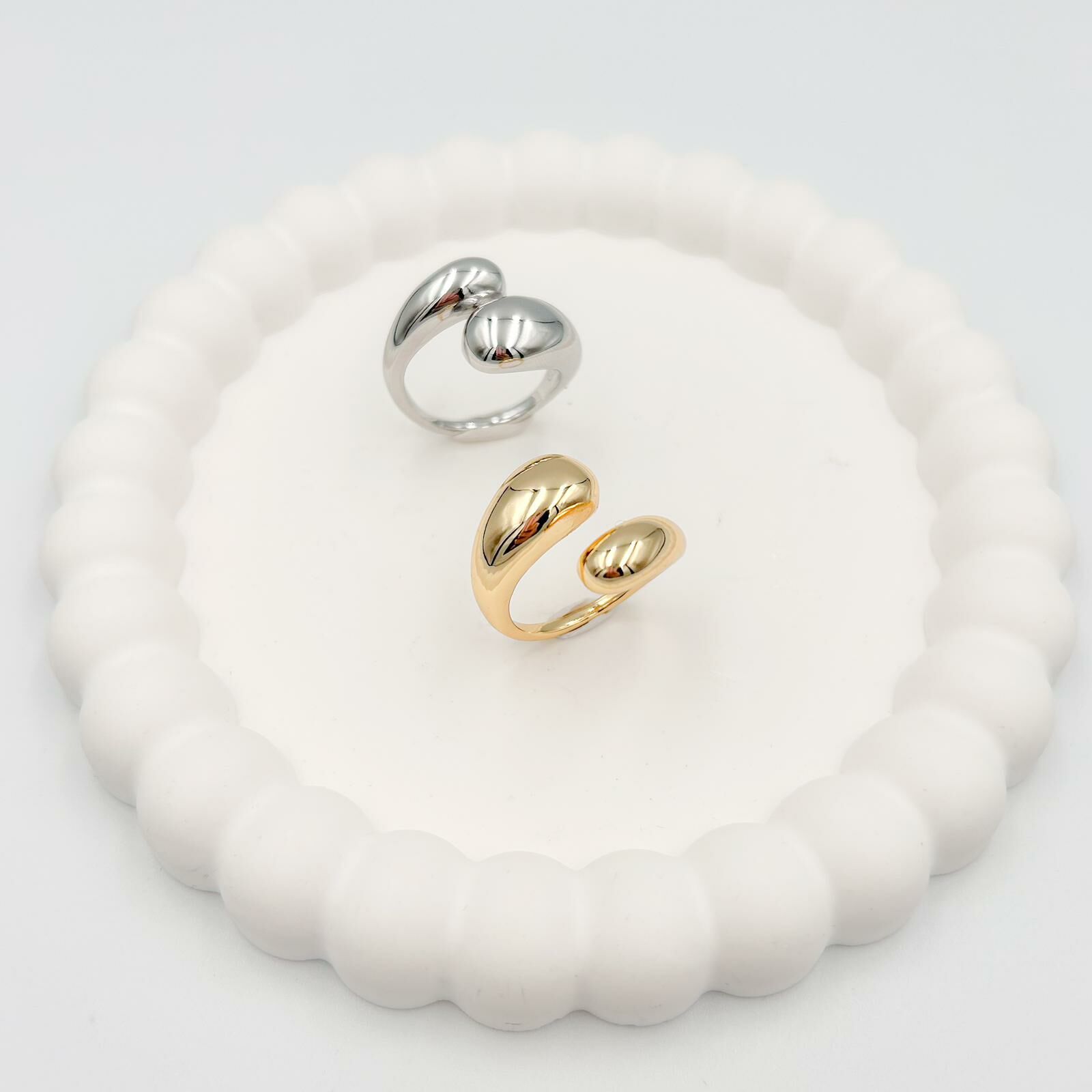 Özel Seri Damla Plaka Yüzük (AYARLI)