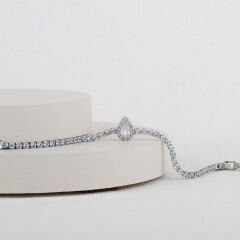Özel Seri Zirkon Damla Taşlı Su Yolu Bileklik 18cm