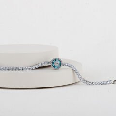 Özel Seri Zirkon Taşlı Nazar Gözlü Bileklik 20cm