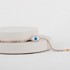Özel Seri Zirkon Nazar Gözlü Su Yolu Bileklik 19cm