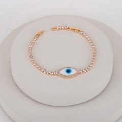 Özel Seri Zirkon Nazar Gözlü Su Yolu Bileklik 19cm