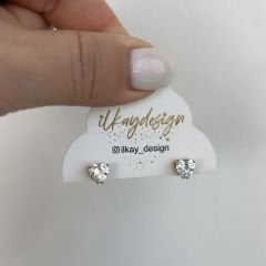 Vip Seri Kalp Tek Taş Küpe 5mm