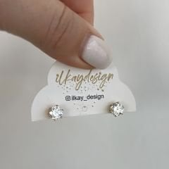 Vip Seri Yuvarlak Montür Tek Taş Küpe 5mm