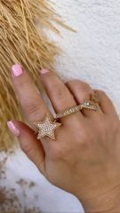 Zirkon Taşlı Büyük Yıldız Yüzük (AYARLI)