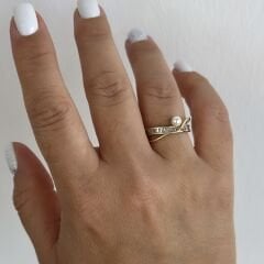 Vip Seri Baget Taşlı İncili Yüzük (ayarlı)