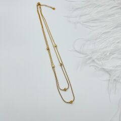 Çelik 2'li Dorika  Kolye 50cm