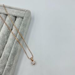 Vip Seri  Zirkon Tek Taş Monturlü Kolye 50cm