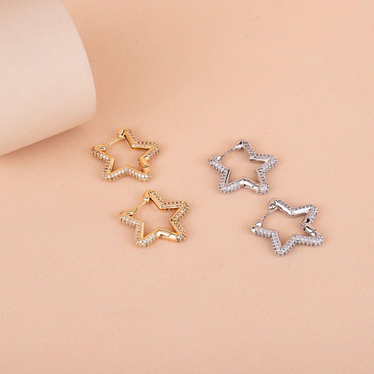 Özel Seri Zirkon Taşlı Yıldız Küpe