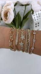 Özel Seri Zirkon Taşlı Çiçekli Bileklik 19cm