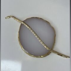 Vip Seri 14k Gold Taşlı Plaka Bileklik 18,5cm