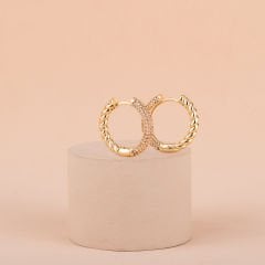 Özel Seri Zirkon Taşlı Burgulu Halka Küpe 2cm