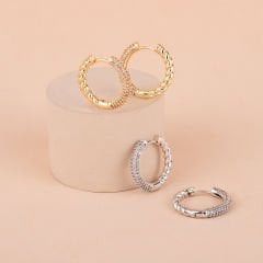 Özel Seri Zirkon Taşlı Burgulu Halka Küpe 2cm