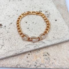 Vip Seri Zirkon Taşlı Zincir Bileklik 18cm