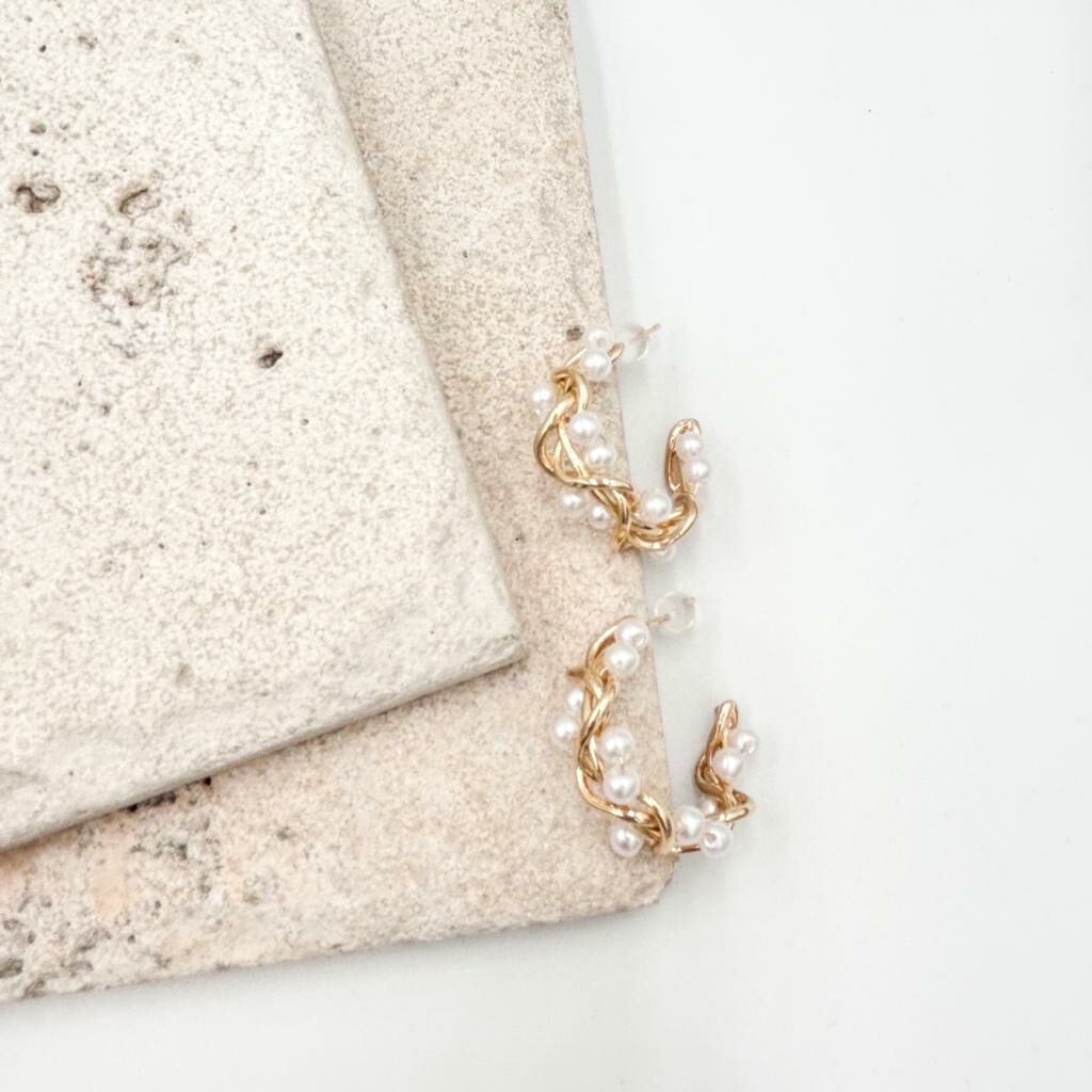 Vip Seri İncili Halka Küpe 2cm