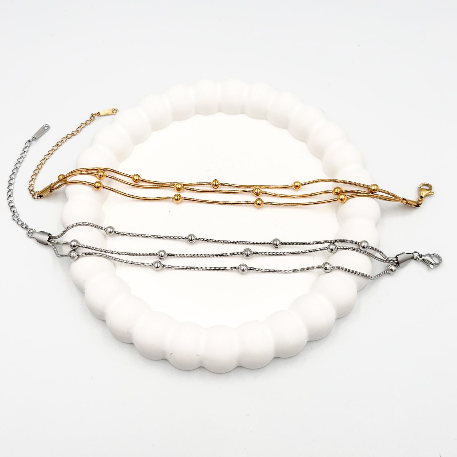 Çelik 3'lü Dorika Bileklik 23cm Gold