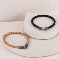 Klipsli Deri Bileklik 20cm