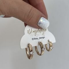 Vip Seri Oval Taşlı Rose Set Küpe