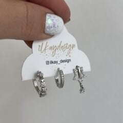 Vip Seri Taşlı Set Küpe Gümüş