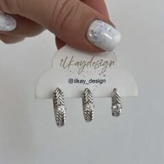 Vip Seri Oval Taşlı Gümüş Set Küpe
