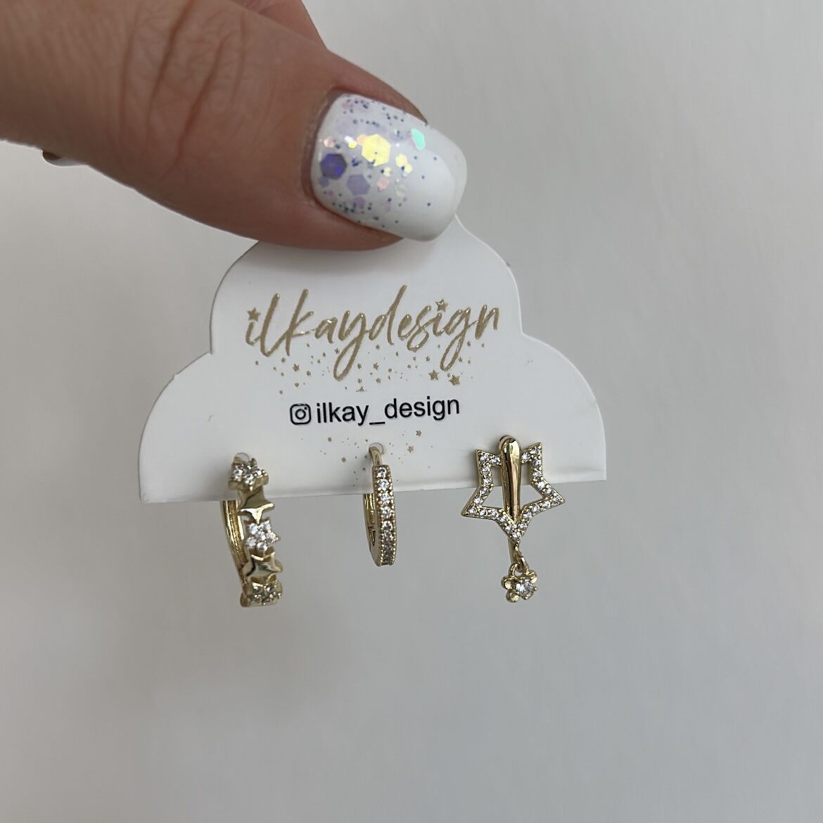 Vip Seri Taşlı Set Küpe Gold
