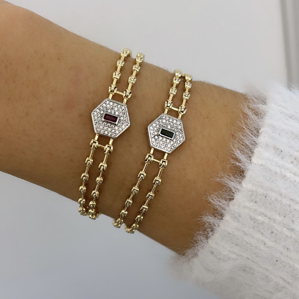 Özell Seri Zirkon Taşlı Renkli Taşlı 2'li Bileklik 18cm