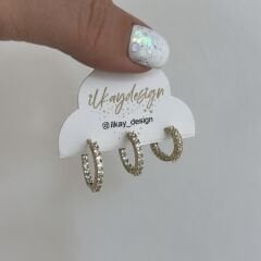 Vip Seri Taşlı Gold Set Küp