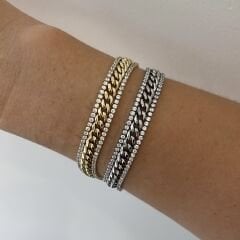 Vip Seri Taşlı Zincirli Bileklik 18cm