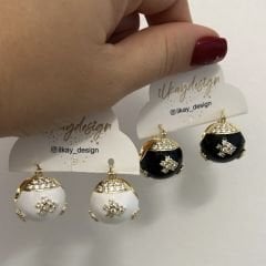 Özel Seri Taşlı Mineli Top Küpe 2cm